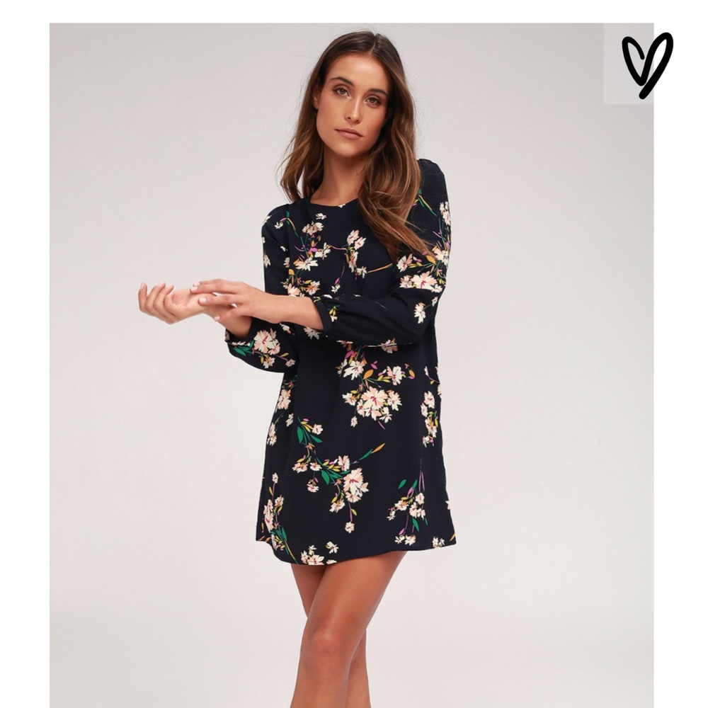 HERBACEOUS BABE NAVY FLORAL PRINT SHIFT DRESS